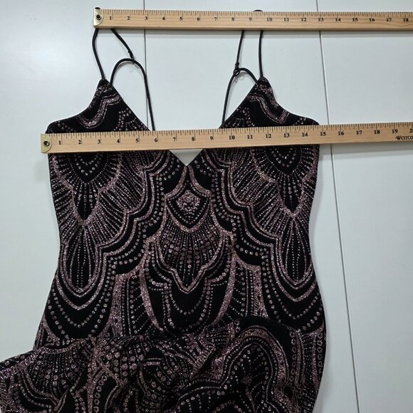 Jump Apparel Maxi Dress Womens 7/8 Black Pink Glitter Lined Cocktail Prom Whimsi - Picture 4 of 16